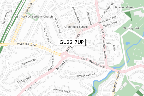 GU22 7UP map - large scale - OS Open Zoomstack (Ordnance Survey)