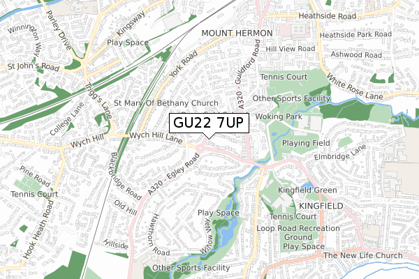 GU22 7UP map - small scale - OS Open Zoomstack (Ordnance Survey)