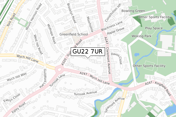 GU22 7UR map - large scale - OS Open Zoomstack (Ordnance Survey)