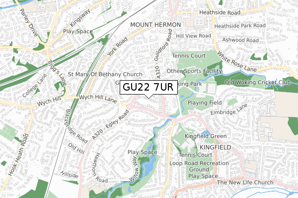 GU22 7UR map - small scale - OS Open Zoomstack (Ordnance Survey)