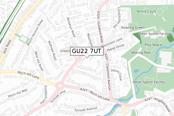 GU22 7UT map - large scale - OS Open Zoomstack (Ordnance Survey)