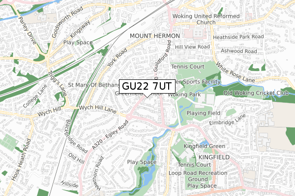 GU22 7UT map - small scale - OS Open Zoomstack (Ordnance Survey)