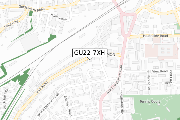 GU22 7XH map - large scale - OS Open Zoomstack (Ordnance Survey)