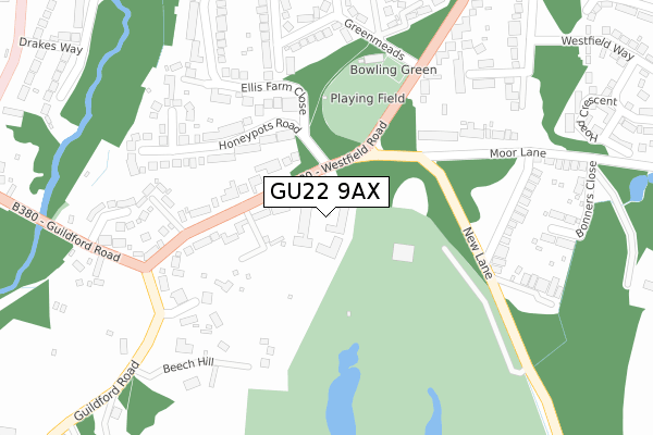 GU22 9AX map - large scale - OS Open Zoomstack (Ordnance Survey)