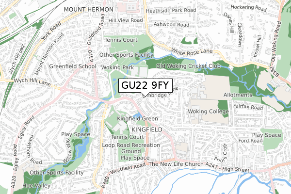 GU22 9FY map - small scale - OS Open Zoomstack (Ordnance Survey) GU22 9FY map - small scale - OS Open Zoomstack (Ordnance Survey)