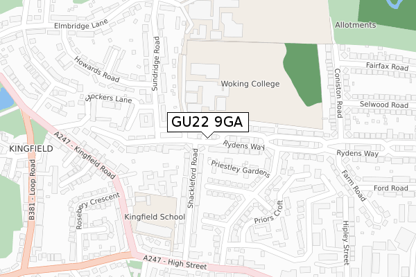 GU22 9GA map - large scale - OS Open Zoomstack (Ordnance Survey) GU22 9GA map - large scale - OS Open Zoomstack (Ordnance Survey)