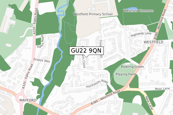 GU22 9QN map - large scale - OS Open Zoomstack (Ordnance Survey)