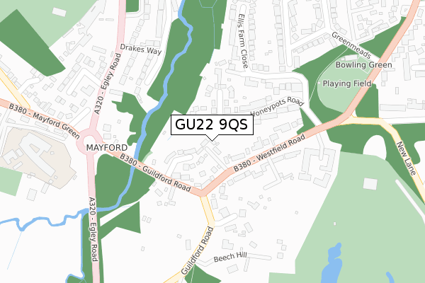 GU22 9QS map - large scale - OS Open Zoomstack (Ordnance Survey)