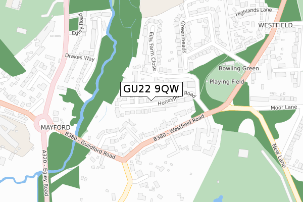 GU22 9QW map - large scale - OS Open Zoomstack (Ordnance Survey)