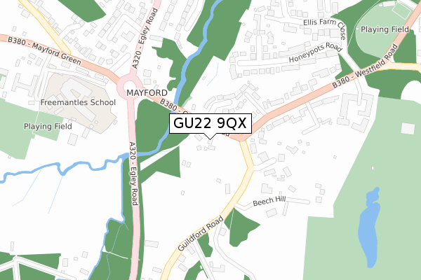GU22 9QX map - large scale - OS Open Zoomstack (Ordnance Survey)