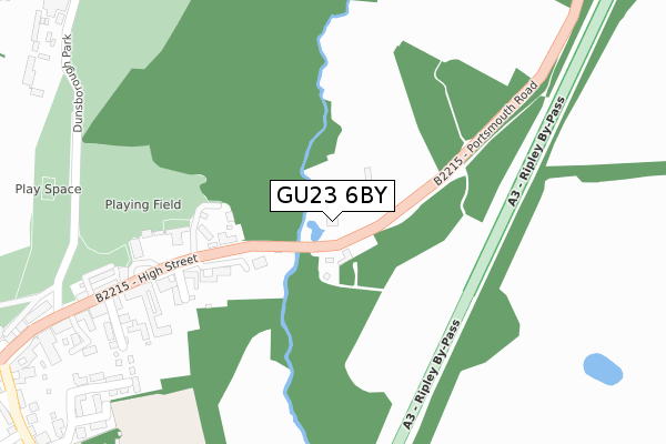 GU23 6BY map - large scale - OS Open Zoomstack (Ordnance Survey)