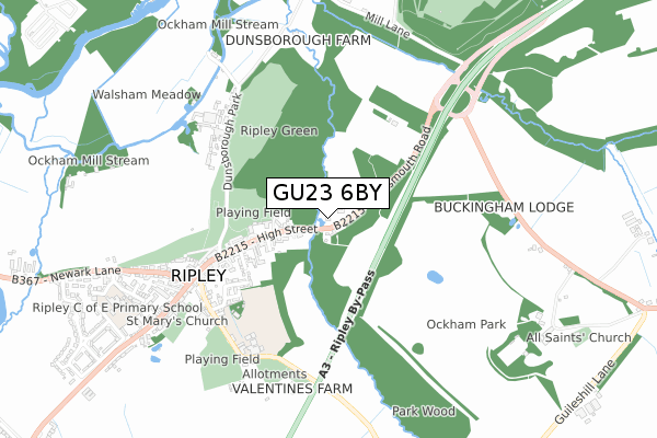 GU23 6BY map - small scale - OS Open Zoomstack (Ordnance Survey)