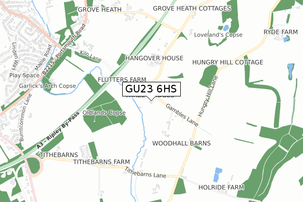 GU23 6HS map - small scale - OS Open Zoomstack (Ordnance Survey)