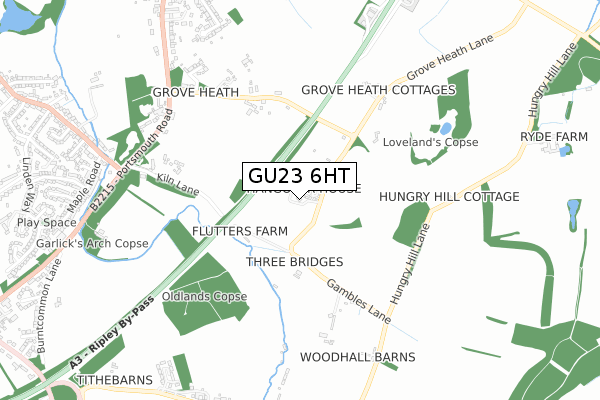 GU23 6HT map - small scale - OS Open Zoomstack (Ordnance Survey)