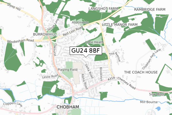 GU24 8BF map - small scale - OS Open Zoomstack (Ordnance Survey) GU24 8BF map - small scale - OS Open Zoomstack (Ordnance Survey)