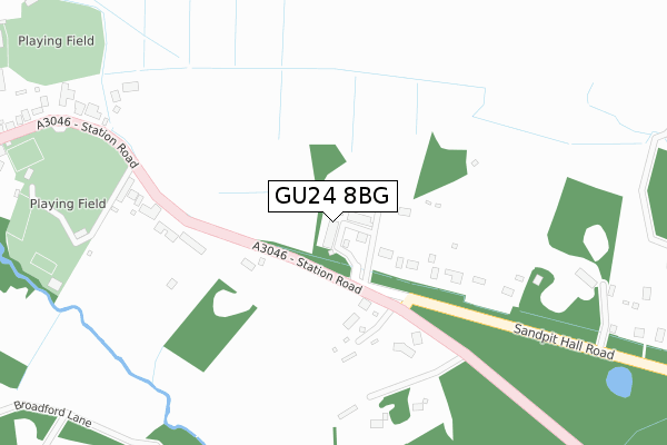 GU24 8BG map - large scale - OS Open Zoomstack (Ordnance Survey)