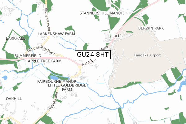 GU24 8HT map - small scale - OS Open Zoomstack (Ordnance Survey)