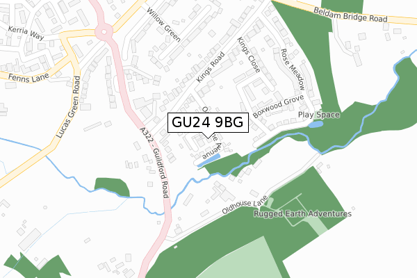 GU24 9BG map - large scale - OS Open Zoomstack (Ordnance Survey)