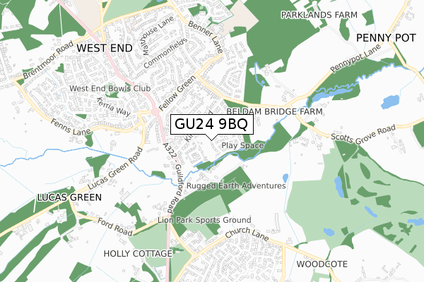 GU24 9BQ map - small scale - OS Open Zoomstack (Ordnance Survey)