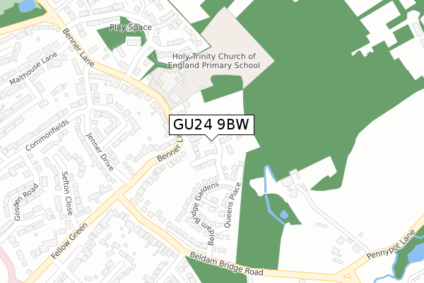 GU24 9BW map - large scale - OS Open Zoomstack (Ordnance Survey)