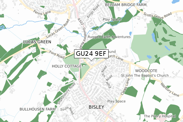 GU24 9EF map - small scale - OS Open Zoomstack (Ordnance Survey)