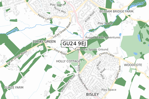 GU24 9EJ map - small scale - OS Open Zoomstack (Ordnance Survey) GU24 9EJ map - small scale - OS Open Zoomstack (Ordnance Survey)