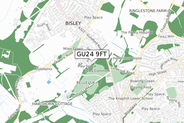GU24 9FT map - small scale - OS Open Zoomstack (Ordnance Survey) GU24 9FT map - small scale - OS Open Zoomstack (Ordnance Survey)