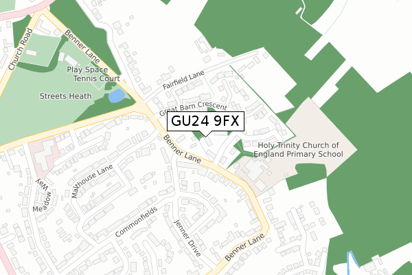 GU24 9FX map - large scale - OS Open Zoomstack (Ordnance Survey)
