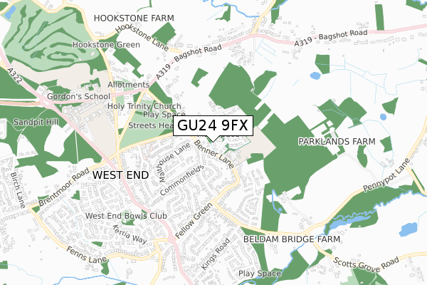 GU24 9FX map - small scale - OS Open Zoomstack (Ordnance Survey) GU24 9FX map - small scale - OS Open Zoomstack (Ordnance Survey)