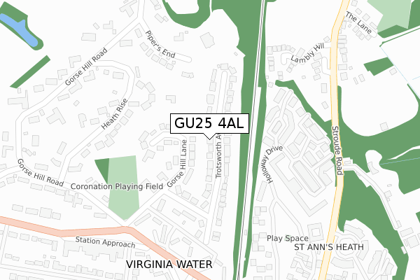 GU25 4AL map - large scale - OS Open Zoomstack (Ordnance Survey)