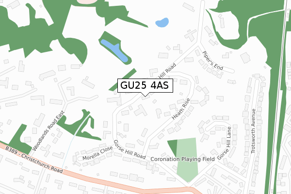 GU25 4AS map - large scale - OS Open Zoomstack (Ordnance Survey)