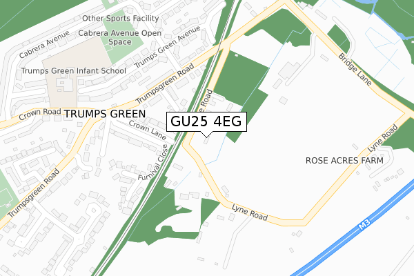 GU25 4EG map - large scale - OS Open Zoomstack (Ordnance Survey)