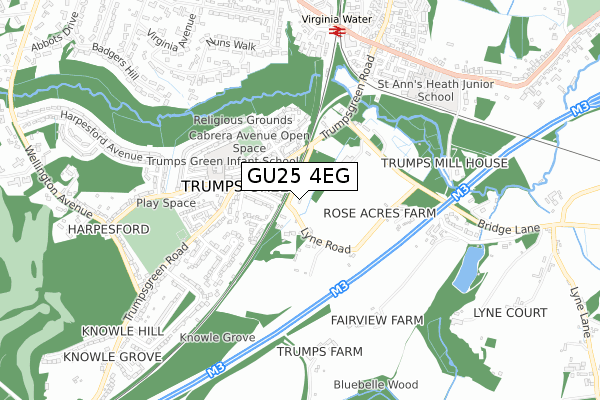 GU25 4EG map - small scale - OS Open Zoomstack (Ordnance Survey)