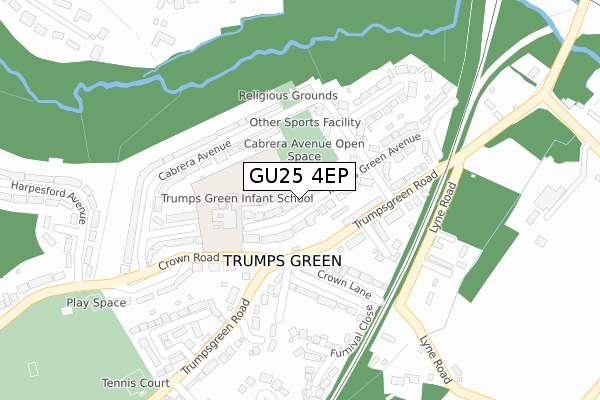 GU25 4EP map - large scale - OS Open Zoomstack (Ordnance Survey)