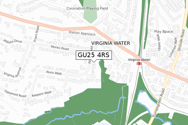 GU25 4RS map - large scale - OS Open Zoomstack (Ordnance Survey)