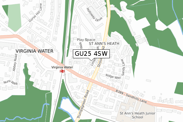 GU25 4SW map - large scale - OS Open Zoomstack (Ordnance Survey)