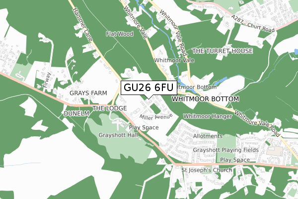 GU26 6FU map - small scale - OS Open Zoomstack (Ordnance Survey)