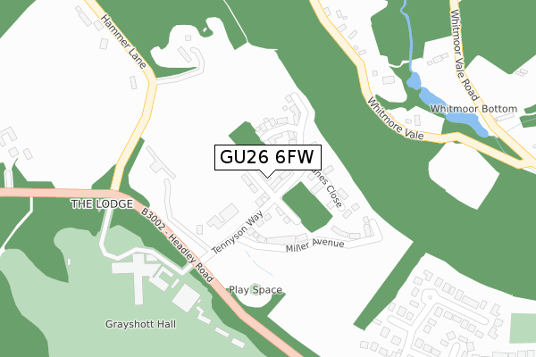 GU26 6FW map - large scale - OS Open Zoomstack (Ordnance Survey)