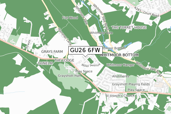 GU26 6FW map - small scale - OS Open Zoomstack (Ordnance Survey)