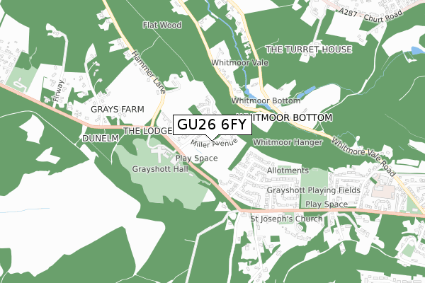GU26 6FY map - small scale - OS Open Zoomstack (Ordnance Survey)