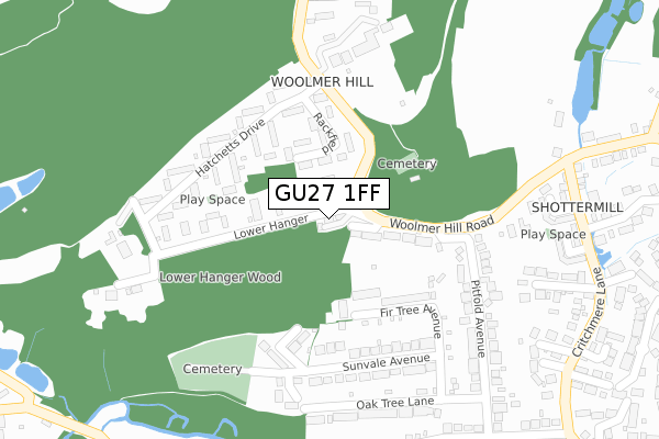 GU27 1FF map - large scale - OS Open Zoomstack (Ordnance Survey)