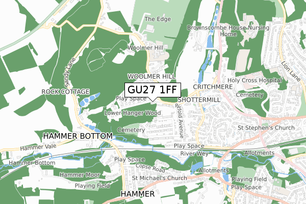 GU27 1FF map - small scale - OS Open Zoomstack (Ordnance Survey)