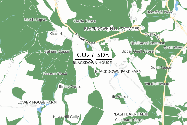 GU27 3DR map - small scale - OS Open Zoomstack (Ordnance Survey)