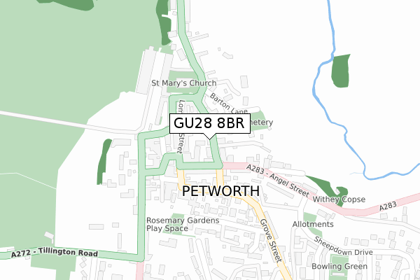GU28 8BR map - large scale - OS Open Zoomstack (Ordnance Survey)