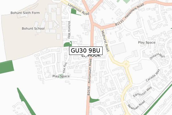 GU30 9BU map - large scale - OS Open Zoomstack (Ordnance Survey)