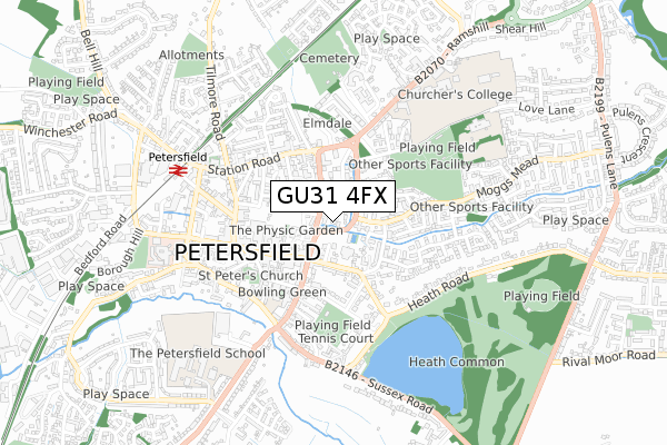 GU31 4FX map - small scale - OS Open Zoomstack (Ordnance Survey)