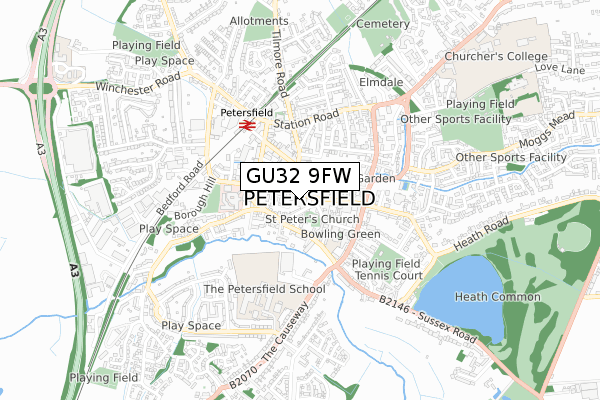 GU32 9FW map - small scale - OS Open Zoomstack (Ordnance Survey)