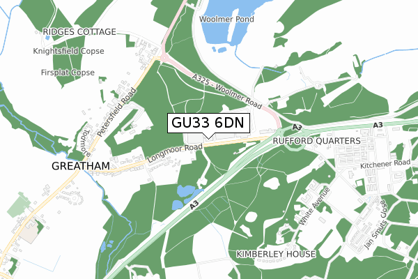 GU33 6DN map - small scale - OS Open Zoomstack (Ordnance Survey)