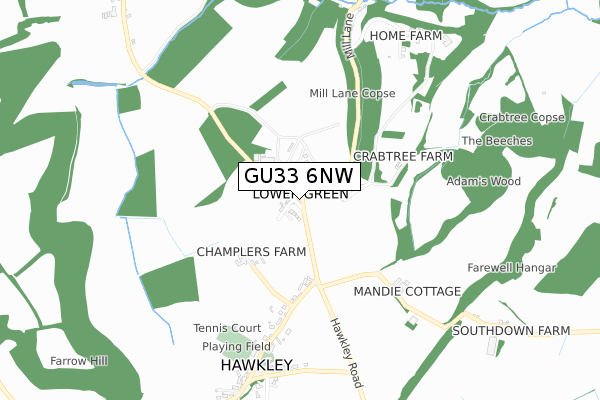 GU33 6NW map - small scale - OS Open Zoomstack (Ordnance Survey)