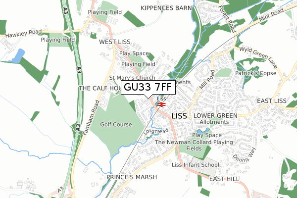 GU33 7FF map - small scale - OS Open Zoomstack (Ordnance Survey)